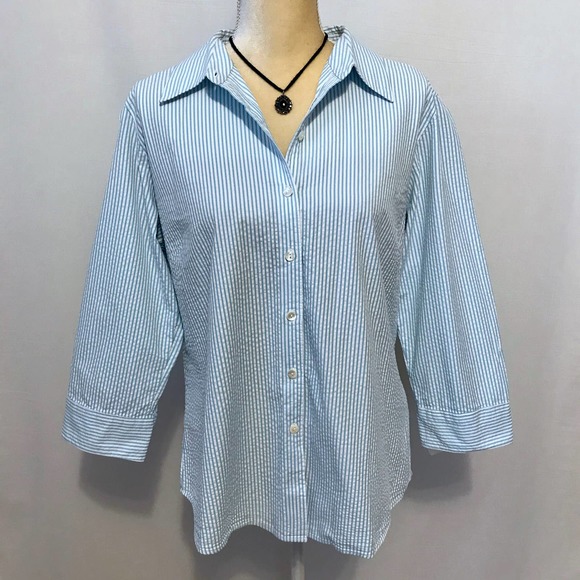 L.L. Bean Tops - L.L. Bean Striped Button Down Blouse Women L